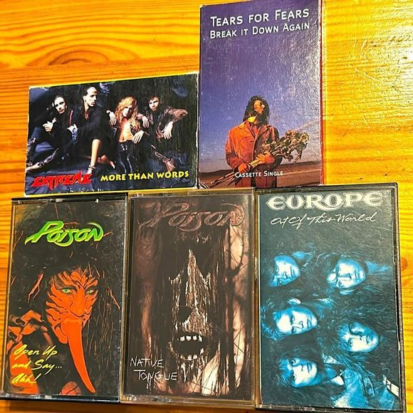 5pc Cassette Bundle: Poison, Europe, Extreme, Tears for Fears, 80s Tapes - Picture 1 of 8